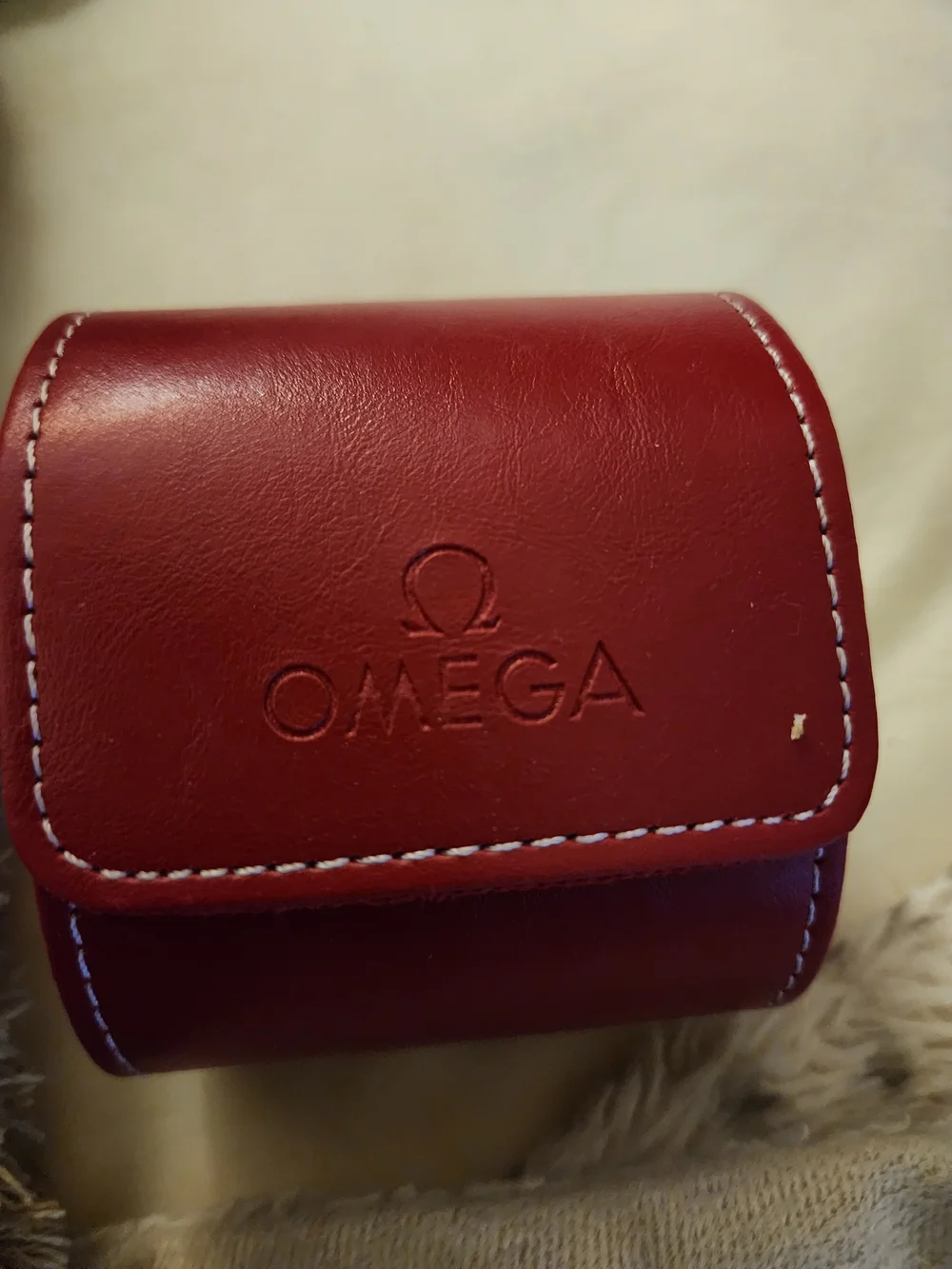 Official Rare Omega Red Leather Travel Watch Case